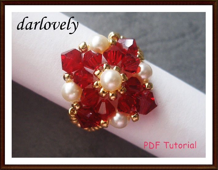 Red Creamrose Diamond Ring PDF Tutorial on Handmade Artists' Shop