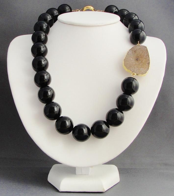 Black Onyx Large Druzy Statement Necklace on Handmade Artists' Shop