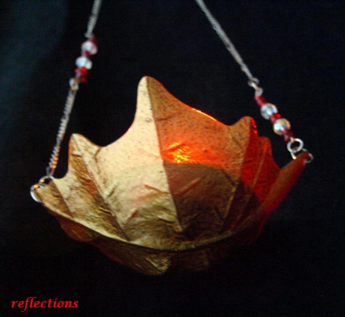 Leaf Shape Beaded Hanging Candle Holder gch0113 on Handmade Artists' Shop