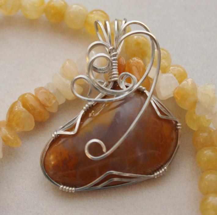 Yellow Moss Agate Pendant on Handmade Artists' Shop