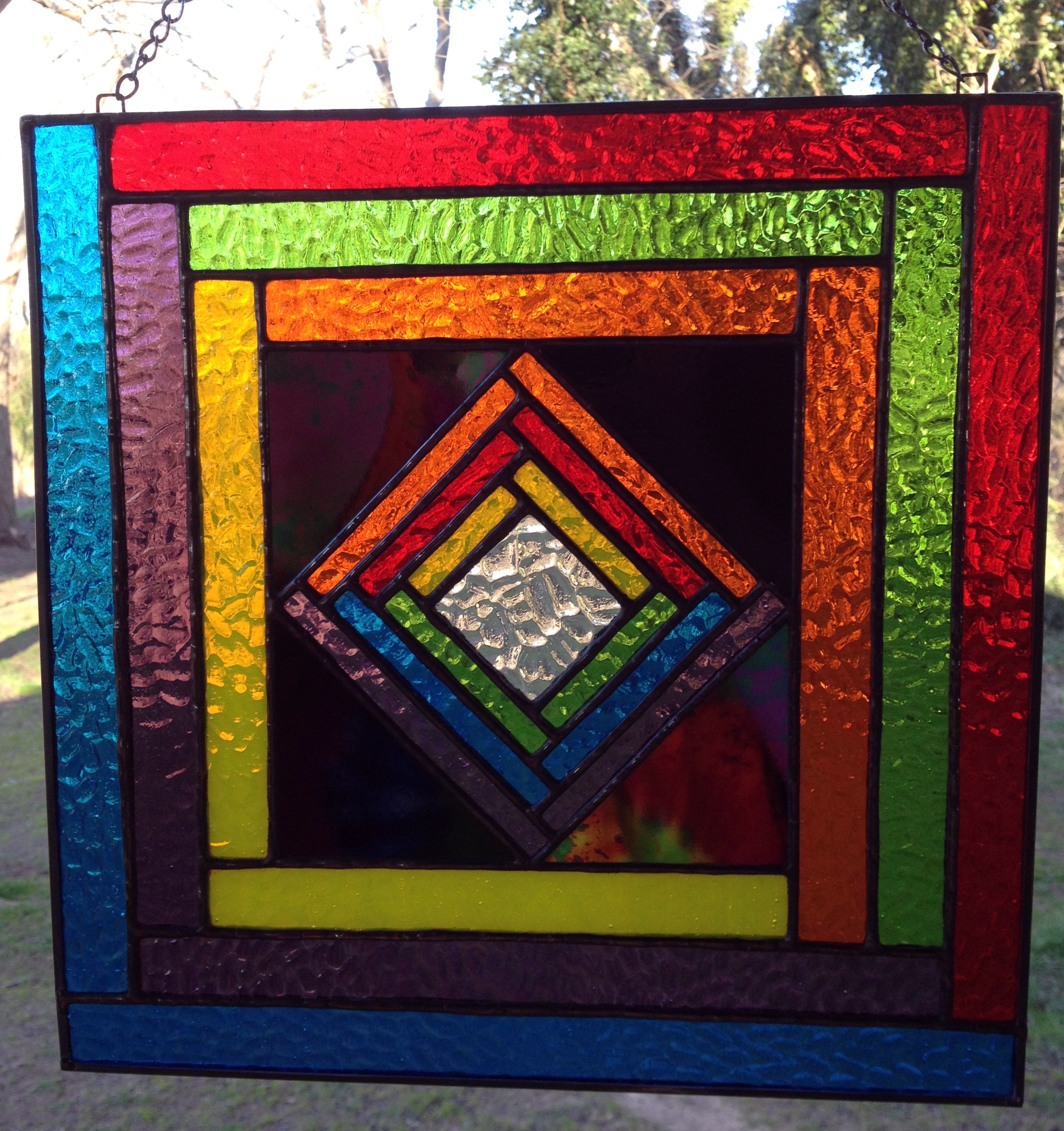 Stained Glass Panel  Contemporary Colorful Geometric