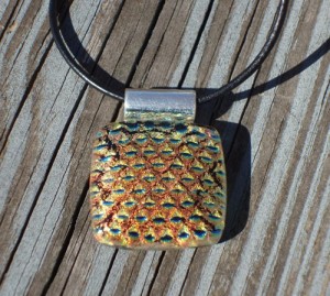 Fused Glass Pendant - Gold Snakeskin