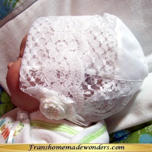 Handkerchief Christening Baby Bonnets - BRIDAL DRESS LACE 