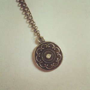 Handmade Bronze Gem Shield Necklace