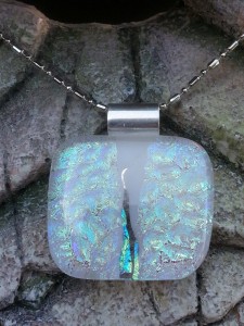 Dichroic Fused Glass Pendant - White Aurora Borealis1