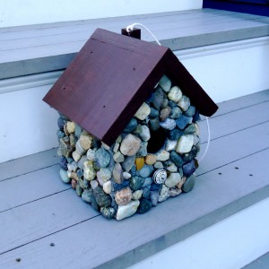 live in mosaics Stone Mosaic Bird House on Steps Angel