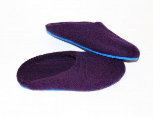 Felt Slippers Acai Purple with Navy Blue Sole 6