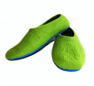 azure blue sole felted wool slippers shoes green grey  4 womens