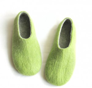 black rubber sole felted wool shoes green grey Men Gift fot him4-1