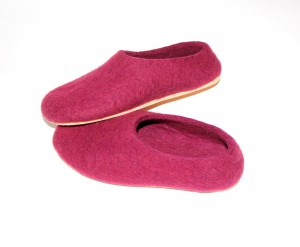 cork soled felt slippers red wine burgundy1