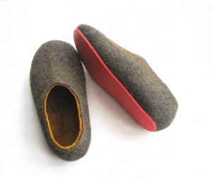 red sole felted wool flat shoes grey mustard Mens 7