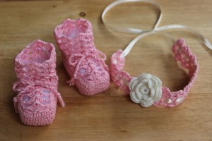 handmade pink booties