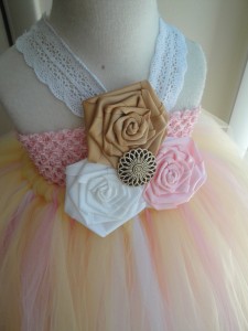 gold pink flower girl tutu dress