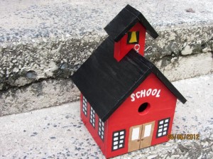 Handmade Custom Painted School House birdhouse