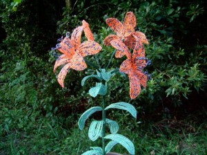 handmade beaded day lily plant decor