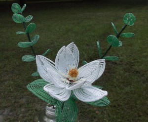 beaded magnolia flower handmade