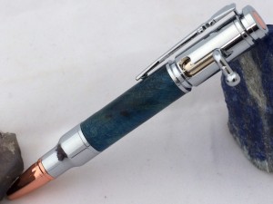 Bolt Action Bullet Pen dark blue handcrafted wood
