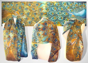 peacock silk scarf minkulul