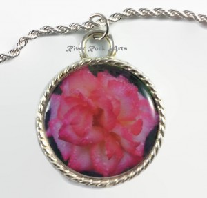 Raindrops on Pink and White Rose Rope Pendant 1 watermarked