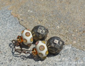 Pleated Pouf - Cream, Coppe, Bronze Earrings - lower res