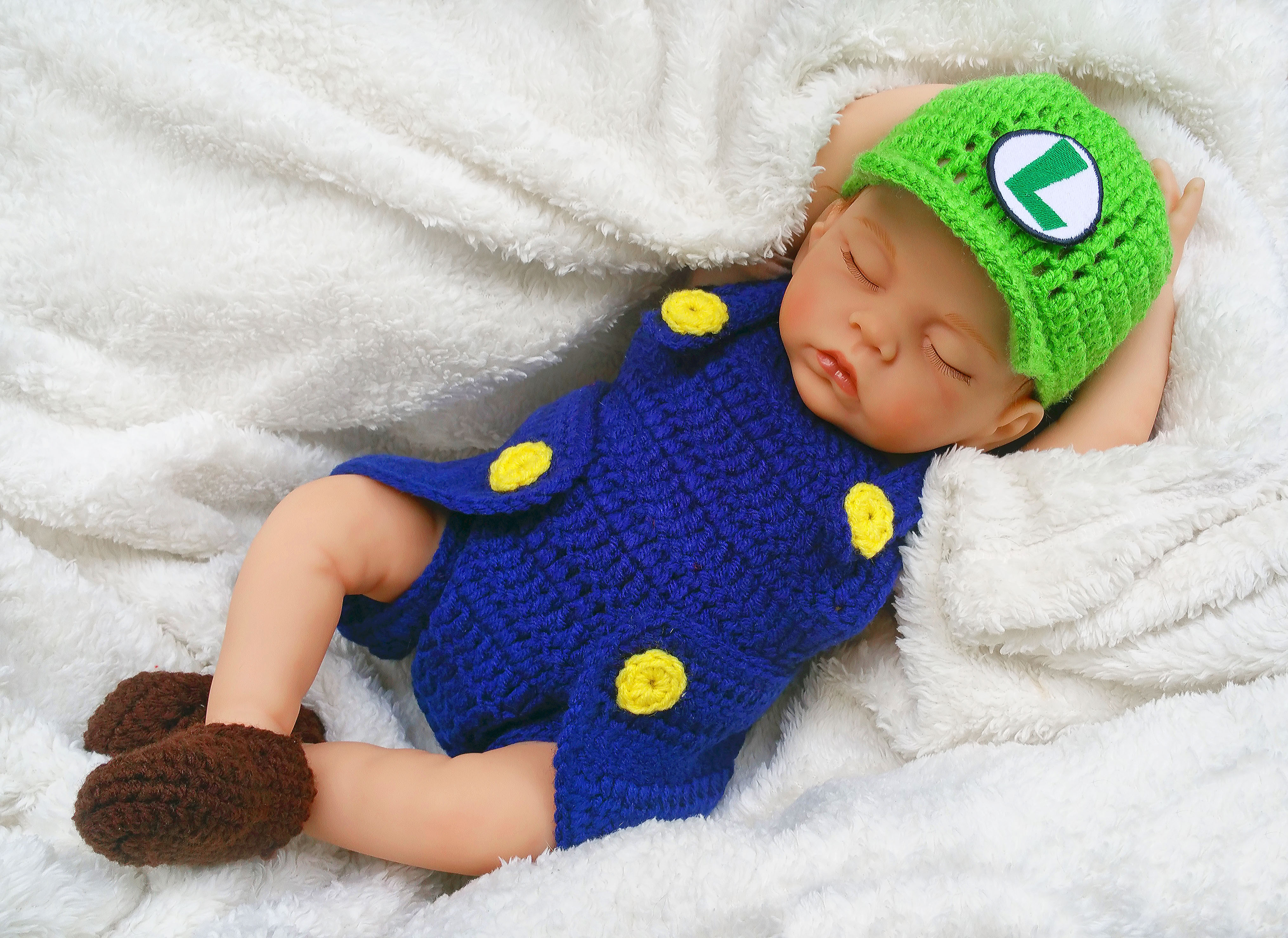 Green Plumber Brother,Baby Photo Prop,Baby Crochet Outfit,Baby Boy Costume,Crochet Baby Boy 