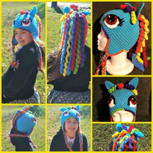 Rainbow horse hat collage