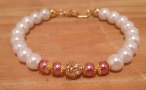 Rose & White Pearl Bracelet