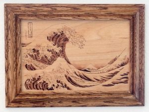 Great Wave pyrography