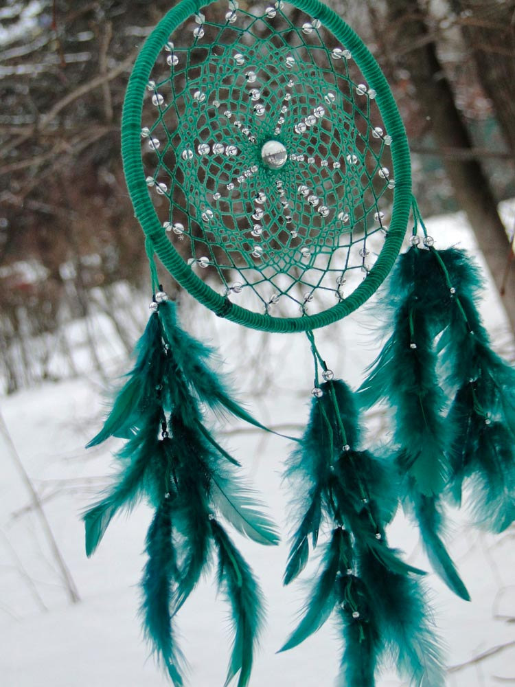 Handmade green dream catcher wall hanging by DreamsDimension