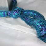 Teal and Variegated Crocheted Tie