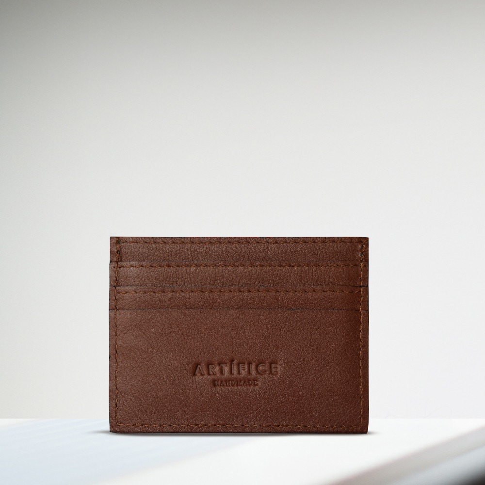 Leather Cardholder Wallet Brown
