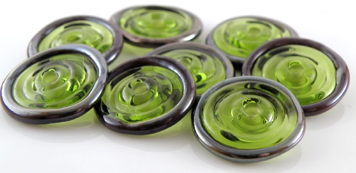 Frog Pond Discs Handmade Lampwork Glass Beads Set of 8 on Handmade Artists' Shop