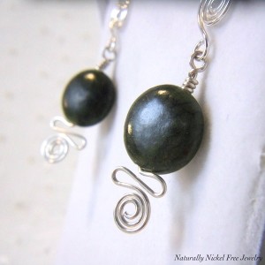 Canadian Jasper Spiral Post Dangles with Nickel Free Silver