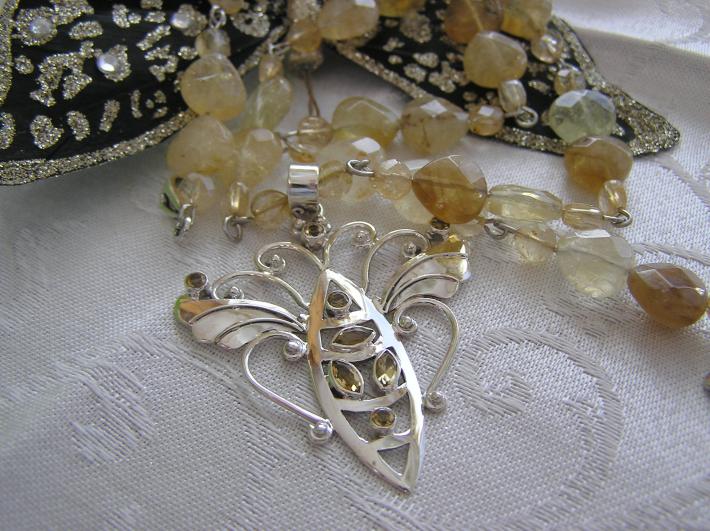 Angel Wing Butterfly Citrine Necklace on Handmade Artists' Shop