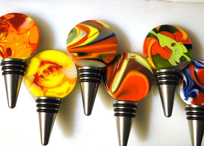 Fused Glass Lollipop Bottle Stoppers on Handmade Artists' Shop