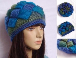 Handmade hat/handmade wool knitted cap/wool hat-blue maze