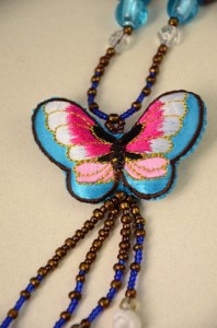 Embroidery butterfly sweater chain/ long necklace