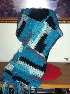 blue handmade scarf