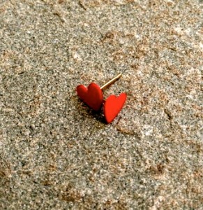 Hand Painted Red Enamel Heart Studs