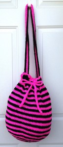 pink and black tote
