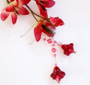 Flower Fairy Siam Bell Swarovski Crystal Earrings (800x762)