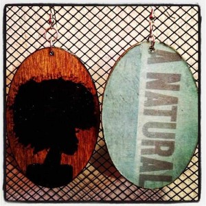 Pick Your Afro Earrings with "A NATURAL" graphic back