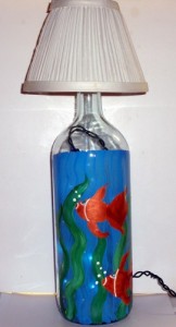 Recycled Handpainted Wine Bottle Lamp