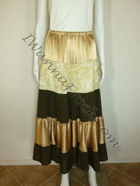 Gold_Green_Floral_Tiered_Skirt_Closer_Front_View