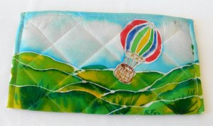 hand painted silk cosmetic case hot air balloon