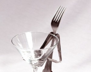 fork art glass holder