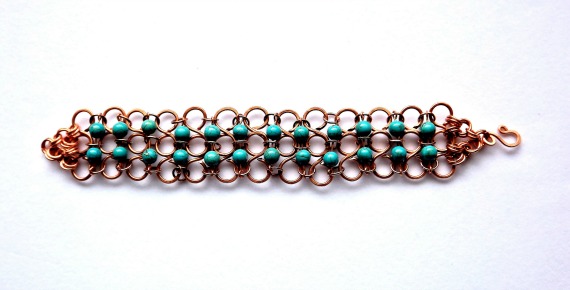 turquoise copper triple loop bracelet