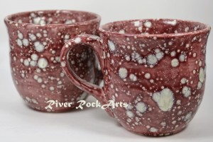 Large Ceramic Mugs - Burgundy Snowstorm handle left