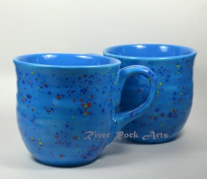 Large Ceramic Mugs - Neon Blue handle right