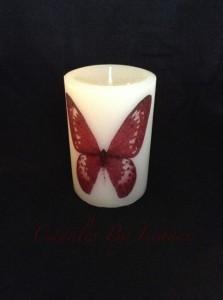 butterfly print pillar candles